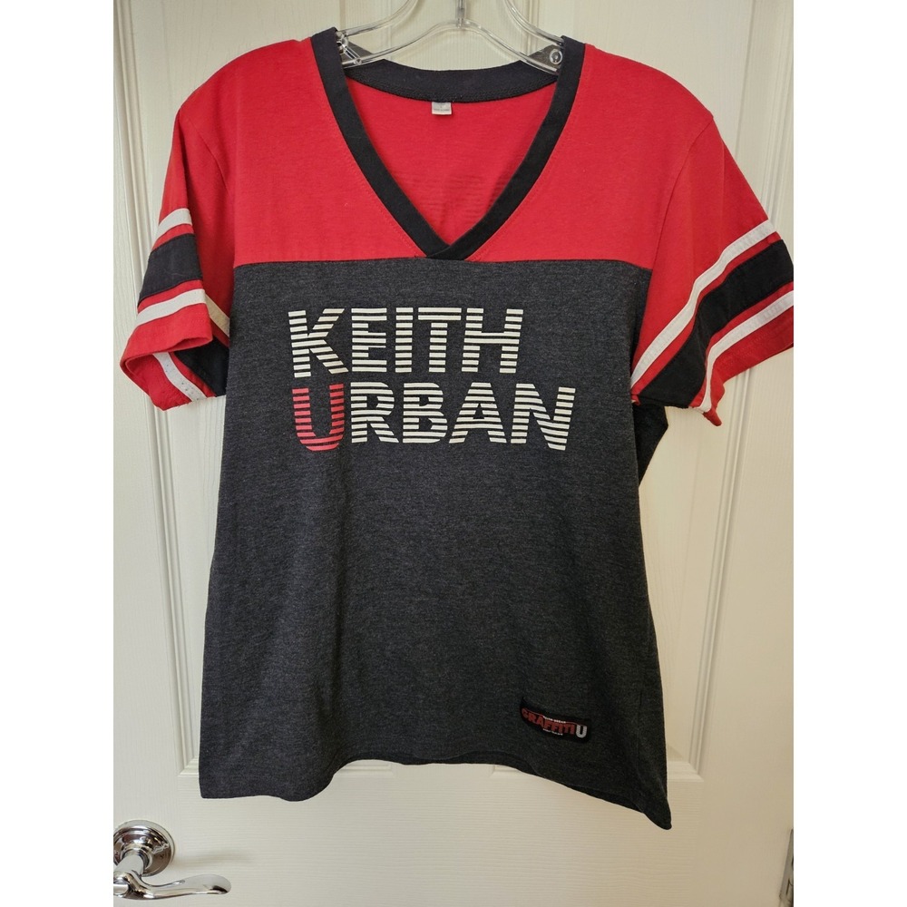Keith Urban GraffitiU World Tour 2018 Womens Short Sleeve V-Neck T-Shirt Size LG